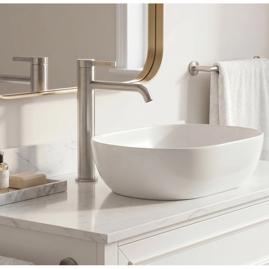 REA-B6538 - Mitigeur pour lavabo RIVO 28 cm nickel