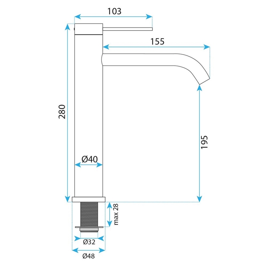 REA-B6538 - Mitigeur pour lavabo RIVO 28 cm nickel