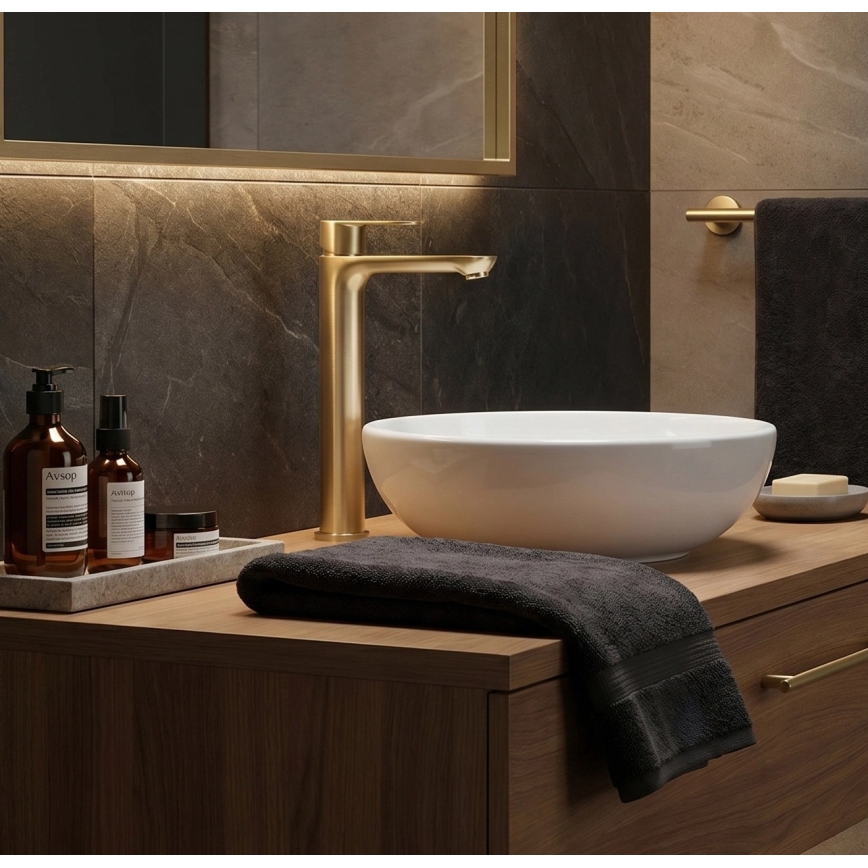 REA-B6671 - Mitigeur pour lavabo LOGAN 29,5 cm doré brossé
