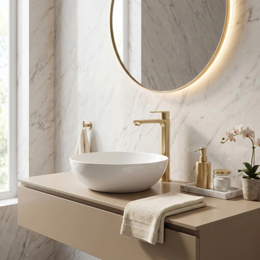 REA-B6671 - Mitigeur pour lavabo LOGAN 29,5 cm doré brossé