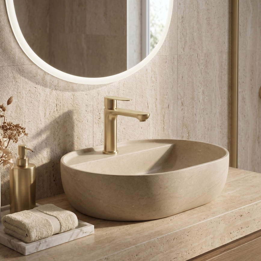 REA-B6697 - Mitigeur lavabo LOGAN 18,5 cm doré brossé