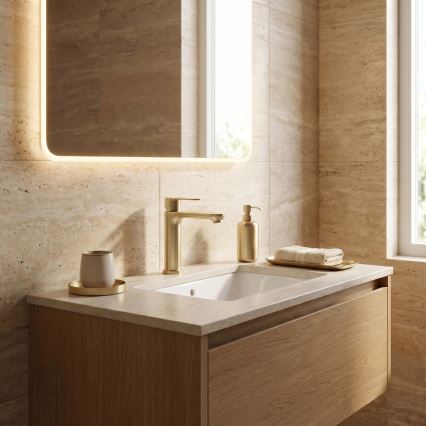 REA-B6697 - Mitigeur lavabo LOGAN 18,5 cm doré brossé
