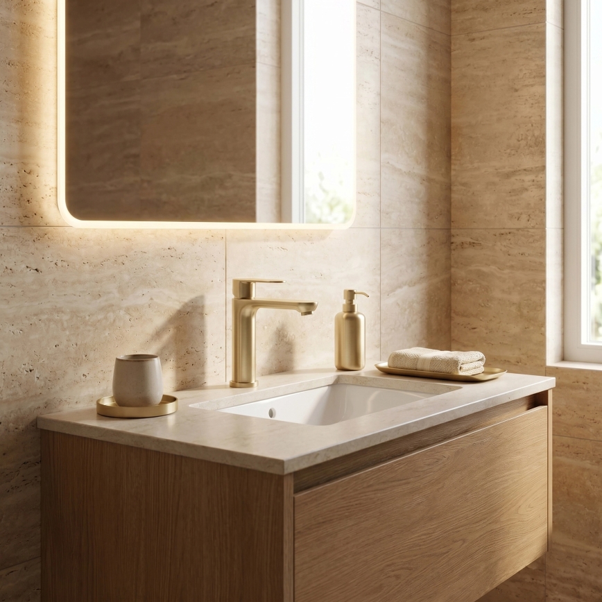 REA-B6697 - Mitigeur lavabo LOGAN 18,5 cm doré brossé