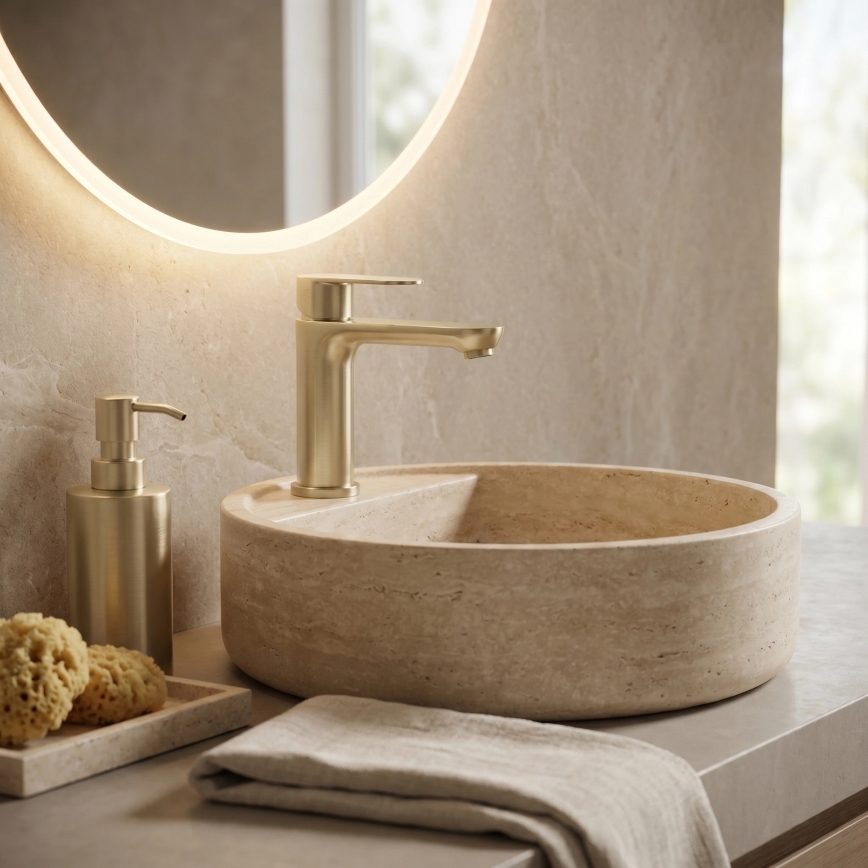 REA-B6697 - Mitigeur lavabo LOGAN 18,5 cm doré brossé