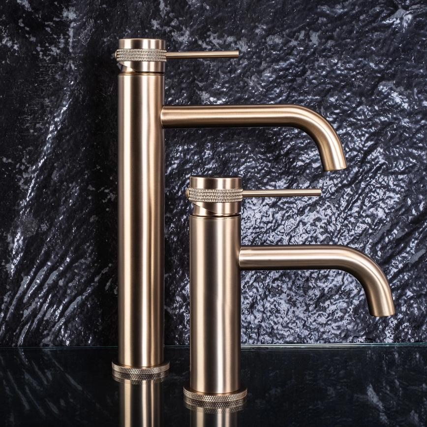REA-B6896 - Mitigeur pour lavabo LUNGO 28 cm doré brossé