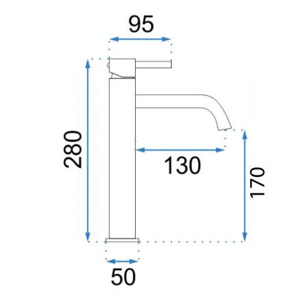 REA-B6896 - Mitigeur pour lavabo LUNGO 28 cm doré brossé