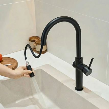 REA-B7200 - Mitigeur d'évier avec douchette extractible FRESH 45 cm noir