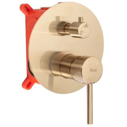 REA-B7503 - Ensemble pour baignoire avec mitigeur encastré LUNGO or brossé
