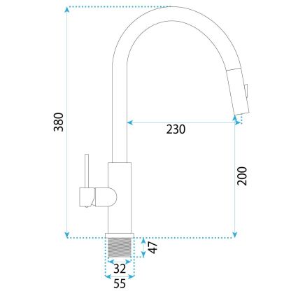 REA-B7573 - Mitigeur d'évier ONTARIO 38 cm avec douchette extractible, finition nickel