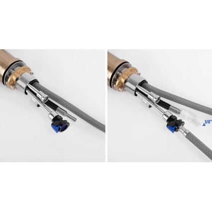 REA-B7596 - Mitigeur d'évier avec douchette extractible et filtration ECO FRESH, 37,5 cm, finition dorée brossée