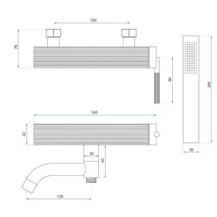 REA-B7804 - Ensemble mitigeur pour baignoire ARGON, finition or brossé