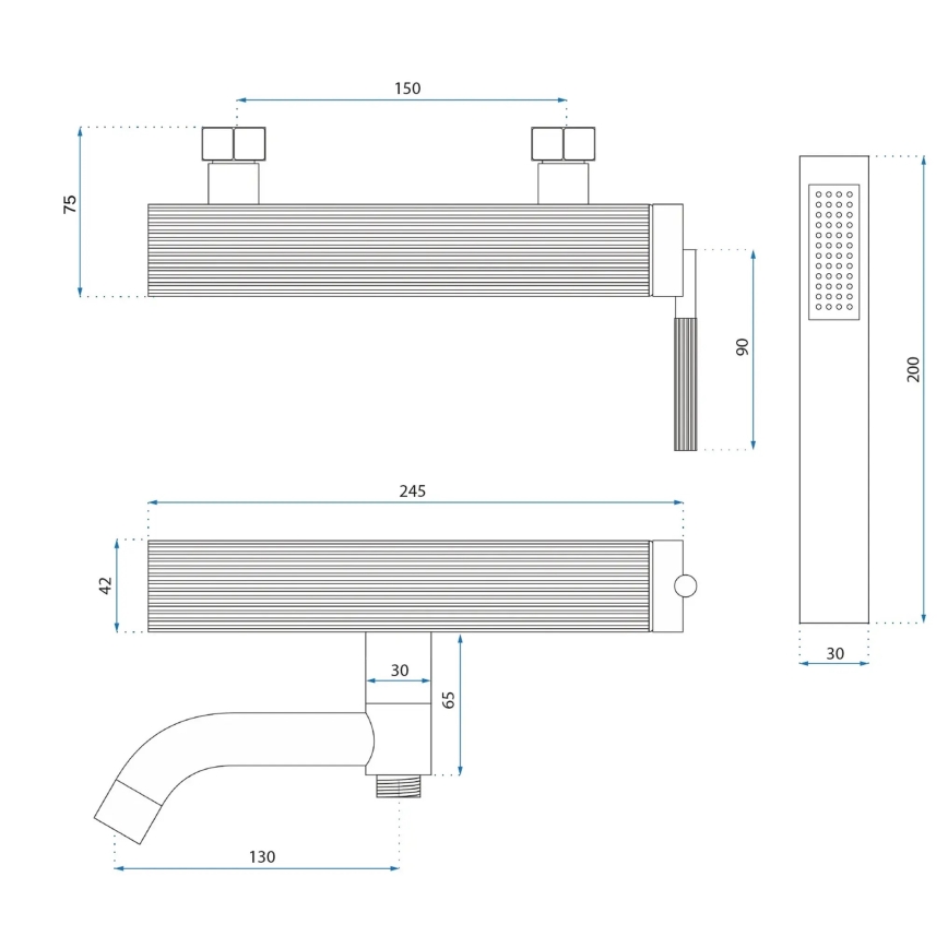 REA-B7804 - Ensemble mitigeur pour baignoire ARGON, finition or brossé