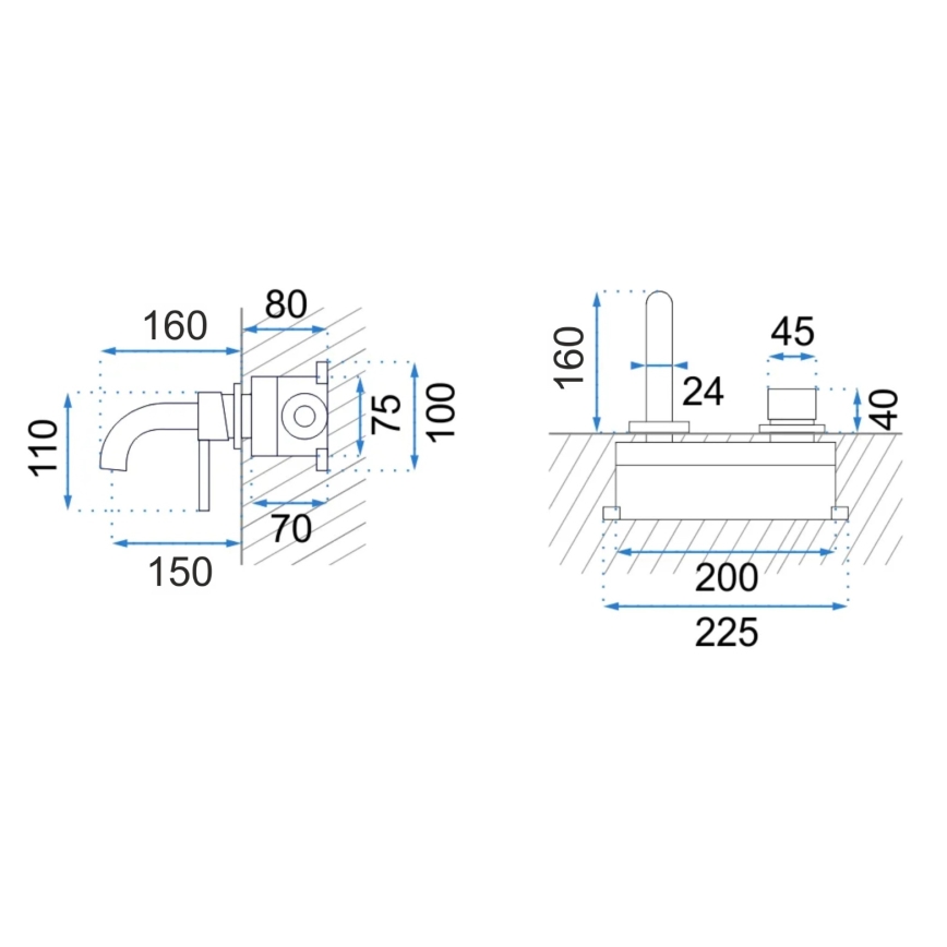 REA-B8652 - Mitigeur encastré pour lavabo LUNGO, finition dorée brossée