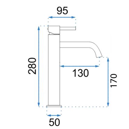 REA-B8821 - Mitigeur de lavabo LUNGO ART 28 cm doré