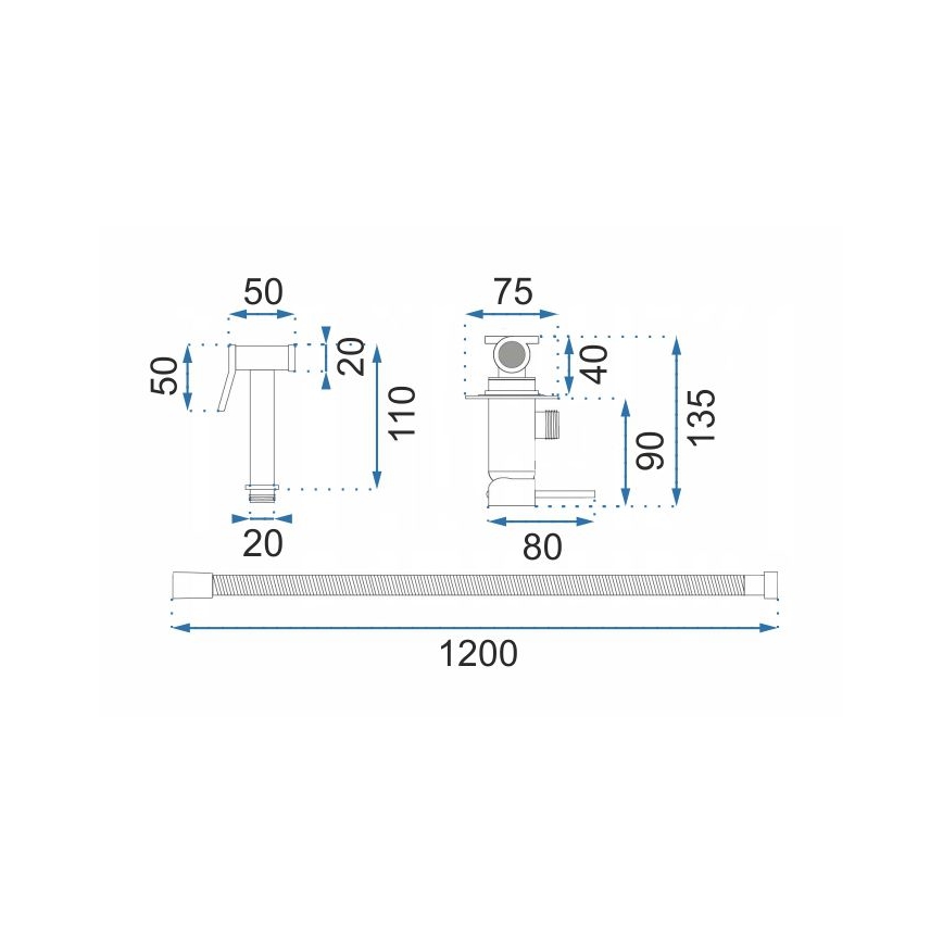 REA-B8979 - Mitigeur pour bidet avec douchette pour installation encastrée LUNGO doré