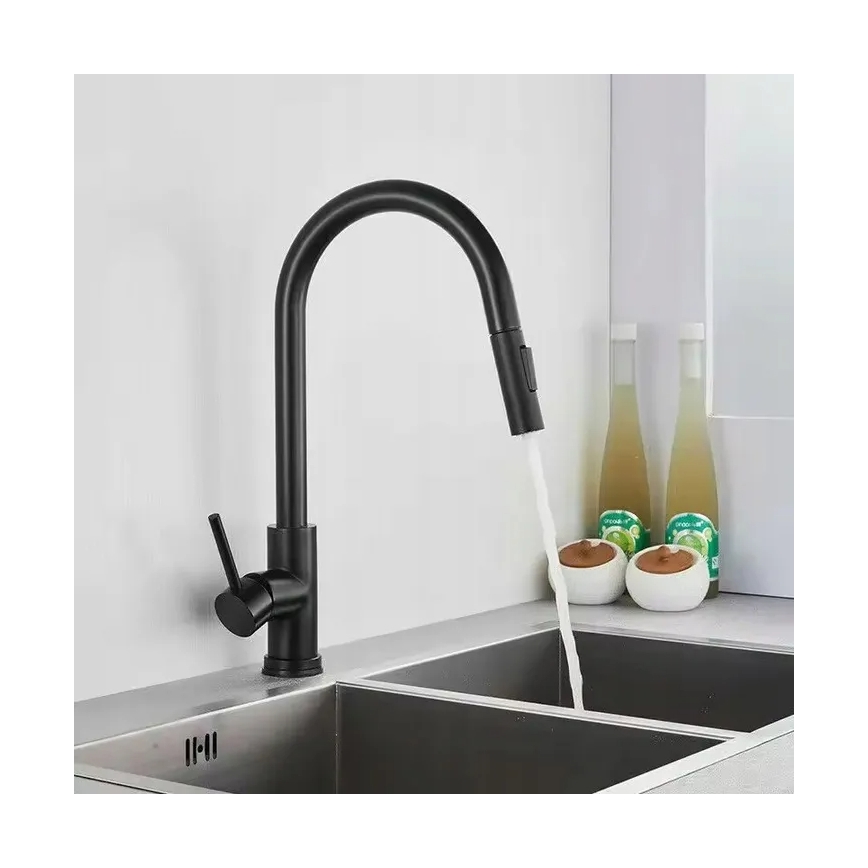 REA-B9147 - Mitigeur d'évier FRESH 39,5 cm à douchette extractible, noir mat