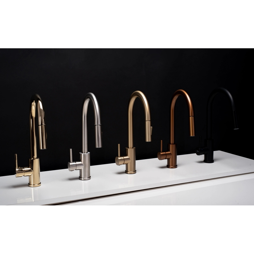 REA-B9148 - Mitigeur d'évier FRESH avec douchette extractible, 39,5 cm, finition dorée brossée