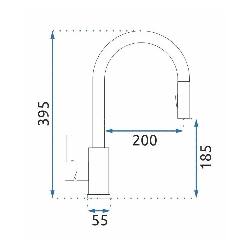 REA-B9148 - Mitigeur d'évier FRESH avec douchette extractible, 39,5 cm, finition dorée brossée
