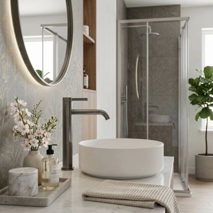 REA-B9322 - Mitigeur pour lavabo RIVO 28 cm finition titane