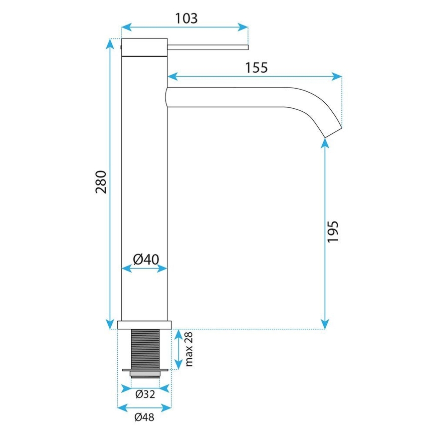 REA-B9322 - Mitigeur pour lavabo RIVO 28 cm finition titane
