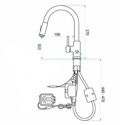 REA-B9842 - Mitigeur d'évier tactile avec douchette extractible FRESH TOUCH 37 cm, 4x AA, finition or brossé