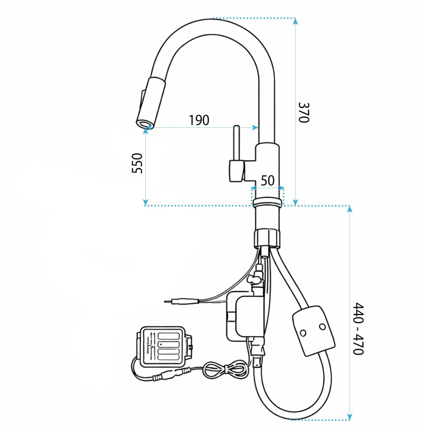 REA-B9842 - Mitigeur d'évier tactile avec douchette extractible FRESH TOUCH 37 cm, 4x AA, finition or brossé