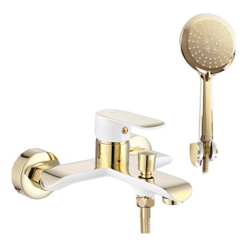 REA-B9932 - Ensemble pour baignoire BLOOM blanc mat/doré