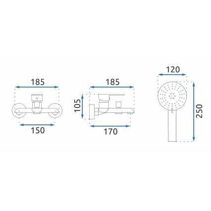 REA-B9932 - Ensemble pour baignoire BLOOM blanc mat/doré