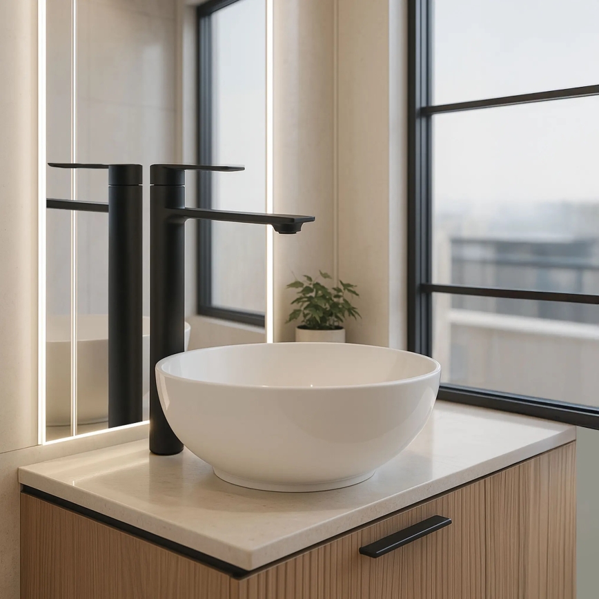 REA-B9988 - Mitigeur pour lavabo STORM 29,5 cm noir mat