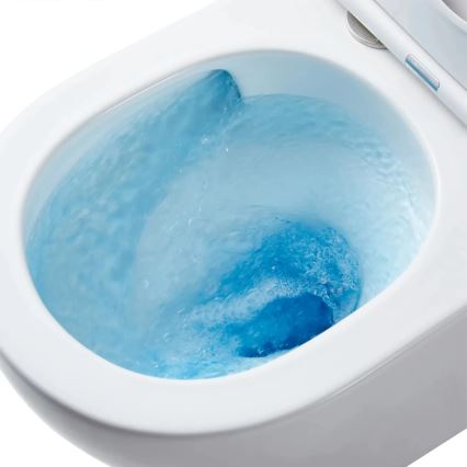REA-C1259 - WC suspendu CARLO MINI TORNADO RIMLESS avec abattant, en céramique finition blanc brillant