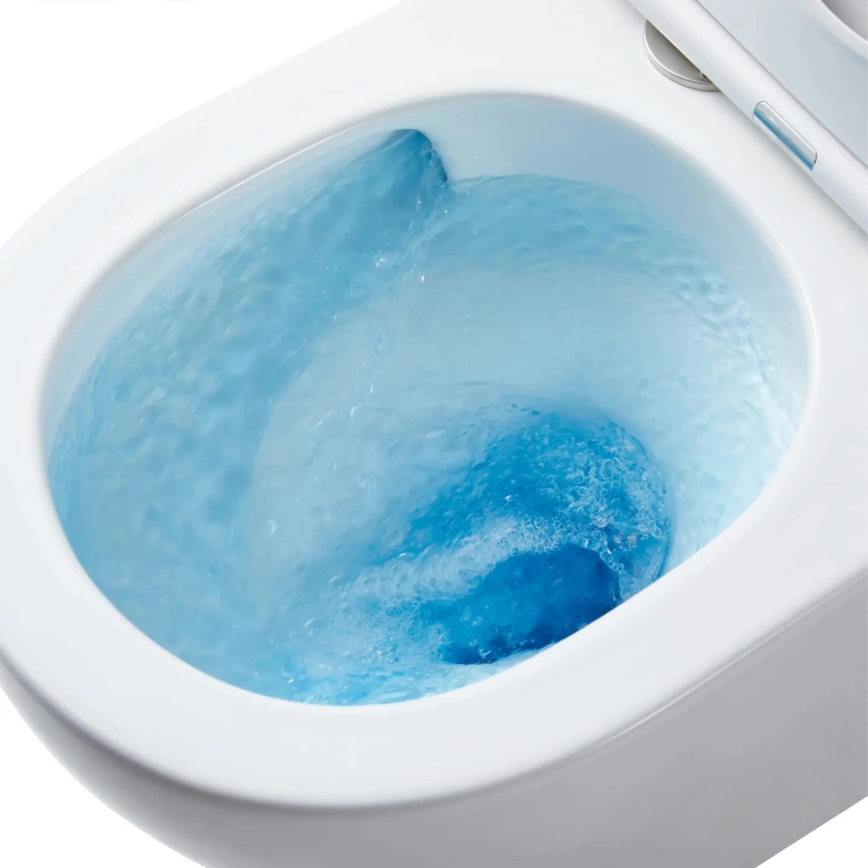 REA-C1259 - WC suspendu CARLO MINI TORNADO RIMLESS avec abattant, en céramique finition blanc brillant
