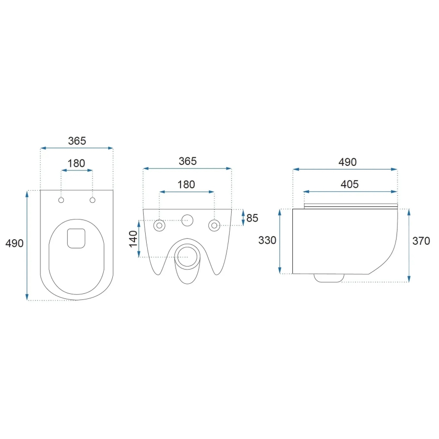 REA-C1259 - WC suspendu CARLO MINI TORNADO RIMLESS avec abattant, en céramique finition blanc brillant