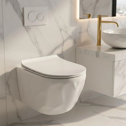 REA-C1652 - WC suspendu avec abattant GUSTAVO RIMLESS céramique/blanc