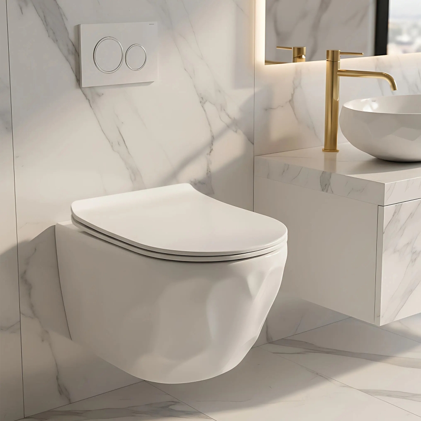 REA-C1652 - WC suspendu avec abattant GUSTAVO RIMLESS céramique/blanc