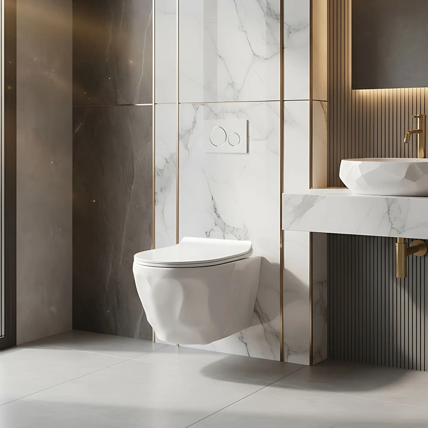 REA-C1652 - WC suspendu avec abattant GUSTAVO RIMLESS céramique/blanc