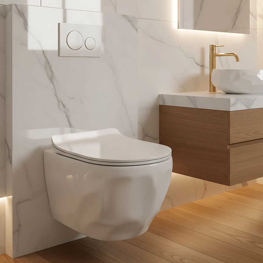 REA-C1652 - WC suspendu avec abattant GUSTAVO RIMLESS céramique/blanc
