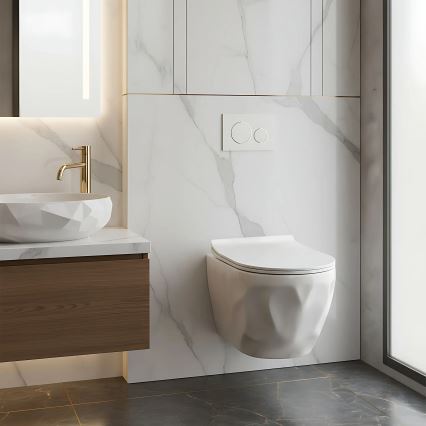REA-C1652 - WC suspendu avec abattant GUSTAVO RIMLESS céramique/blanc