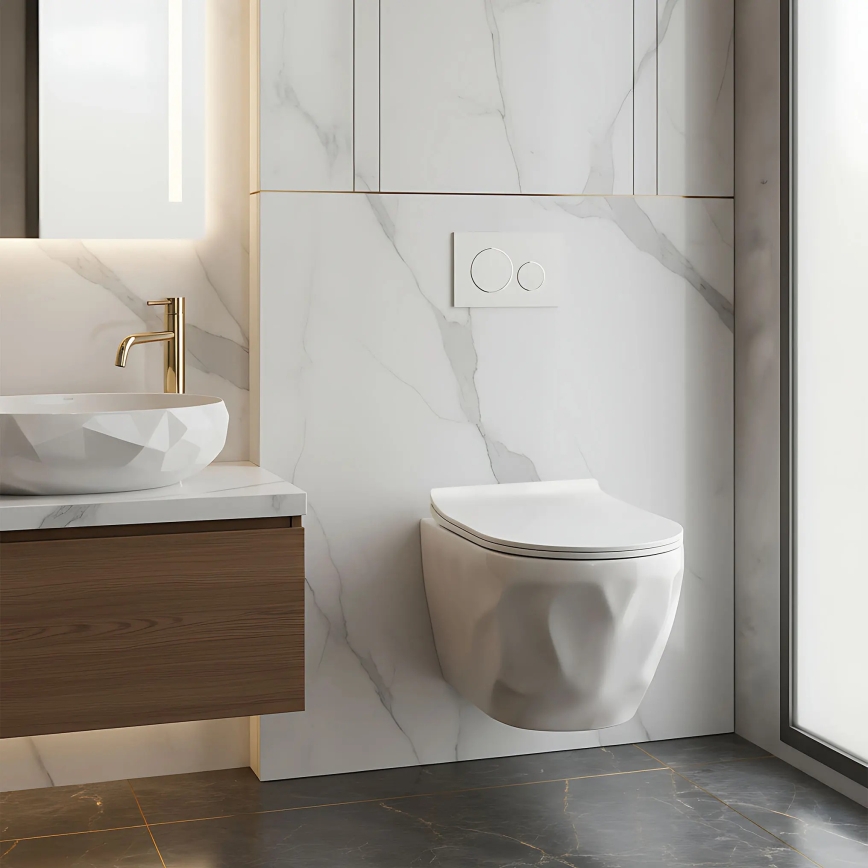 REA-C1652 - WC suspendu avec abattant GUSTAVO RIMLESS céramique/blanc