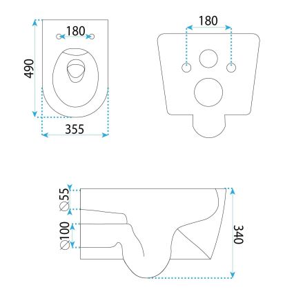 REA-C1652 - WC suspendu avec abattant GUSTAVO RIMLESS céramique/blanc
