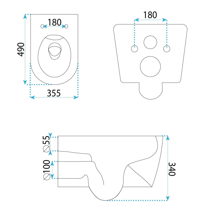 REA-C1652 - WC suspendu avec abattant GUSTAVO RIMLESS céramique/blanc