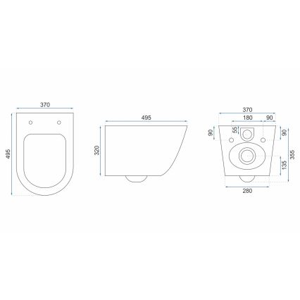 REA-C2760 - WC suspendu avec abattant CARLO FLAT MINI RIMLESS, céramique/blanc brillant