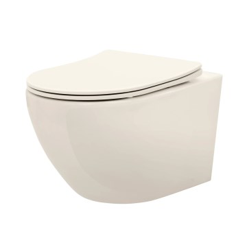 REA-C5500 - WC suspendu avec abattant CARLO MINI TORNADO RIMLESS, céramique/crème