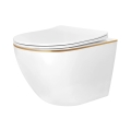 REA-C6806 - WC suspendu avec abattant CARLO MINI TORNADO RIMLESS céramique/blanc/doré