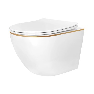 REA-C6806 - WC suspendu avec abattant CARLO MINI TORNADO RIMLESS céramique/blanc/doré