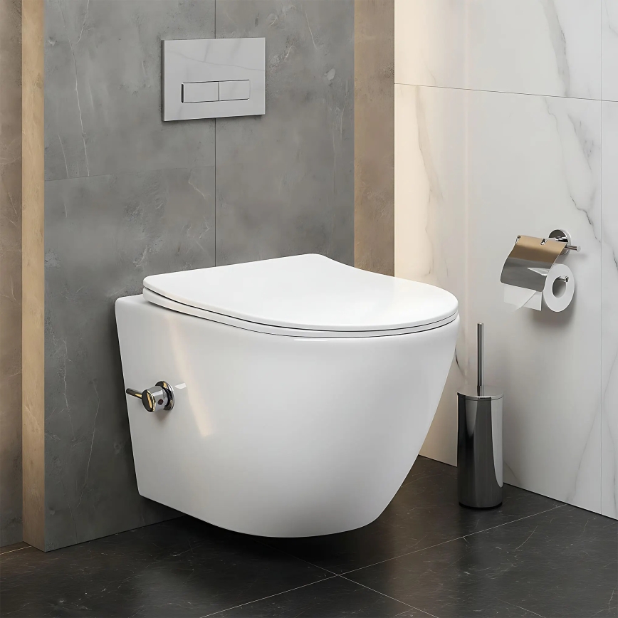 REA-C9701 - WC suspendu avec douchette hygiénique et abattant CARLO LUX céramique/blanc