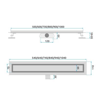 REA-G2503 - Caniveau d'évacuation NEOX 80 cm en acier inoxydable