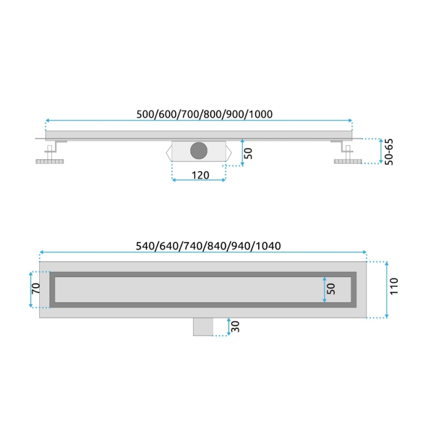 REA-G2503 - Caniveau d'évacuation NEOX 80 cm en acier inoxydable