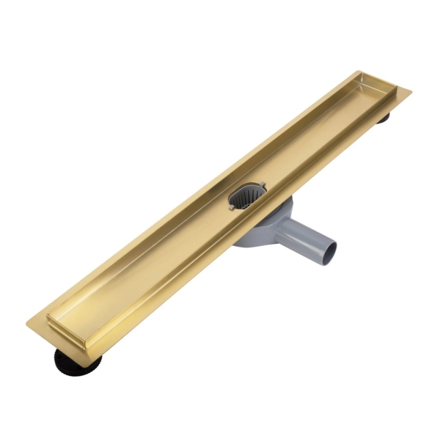 REA-G2704 - Caniveau d'évacuation linéaire NEOX PRO 90 cm en acier inoxydable, finition or brossé