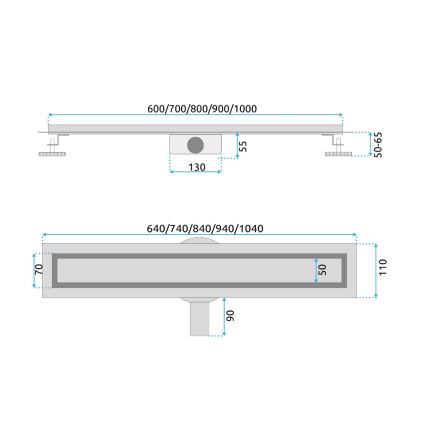 REA-G2704 - Caniveau d'évacuation linéaire NEOX PRO 90 cm en acier inoxydable, finition or brossé