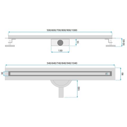 REA-G2714 - Caniveau d'évacuation NEOX SLIM 70 cm en acier inoxydable / finition dorée brossée